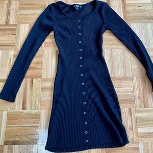 Boohoo Mock Button Down Scoop Neck Bodycon Mini Dr
